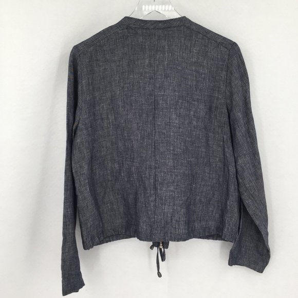 Halogen blue white linen zipper bomber jacket L - Picture 4 of 6